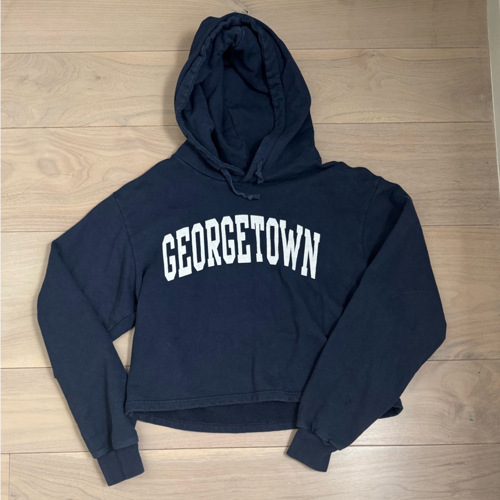 Brandy Melville Navy Blue Georgetown Cropped Hoodie